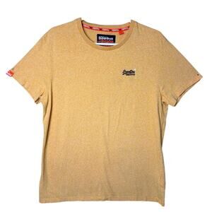 Superdry Mens Orange Label Tee Shirt Size XL Mustard Yellow Streetwear Casual